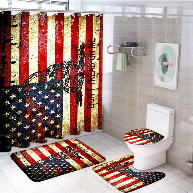 American Flag And Viper On Rusted 4Pcs Bathroom Set Shower Curtain