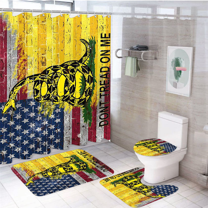 American Gadsden Flag Don'T Tread On Me 4Pcs Bathroom Set Shower Curtain