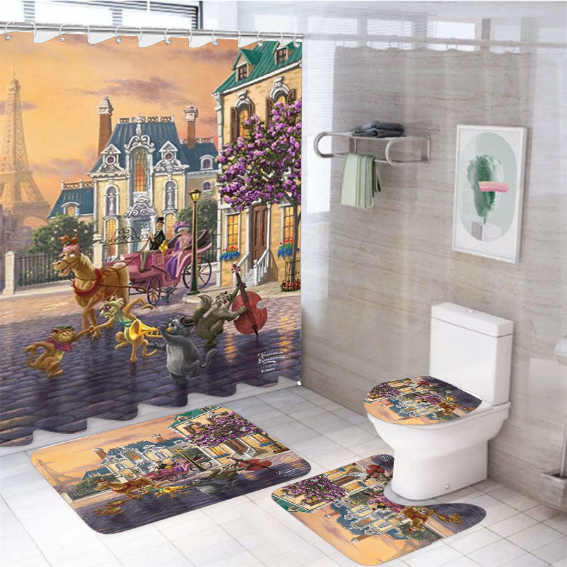 Aristocats 4Pcs Bathroom Set Shower Curtain