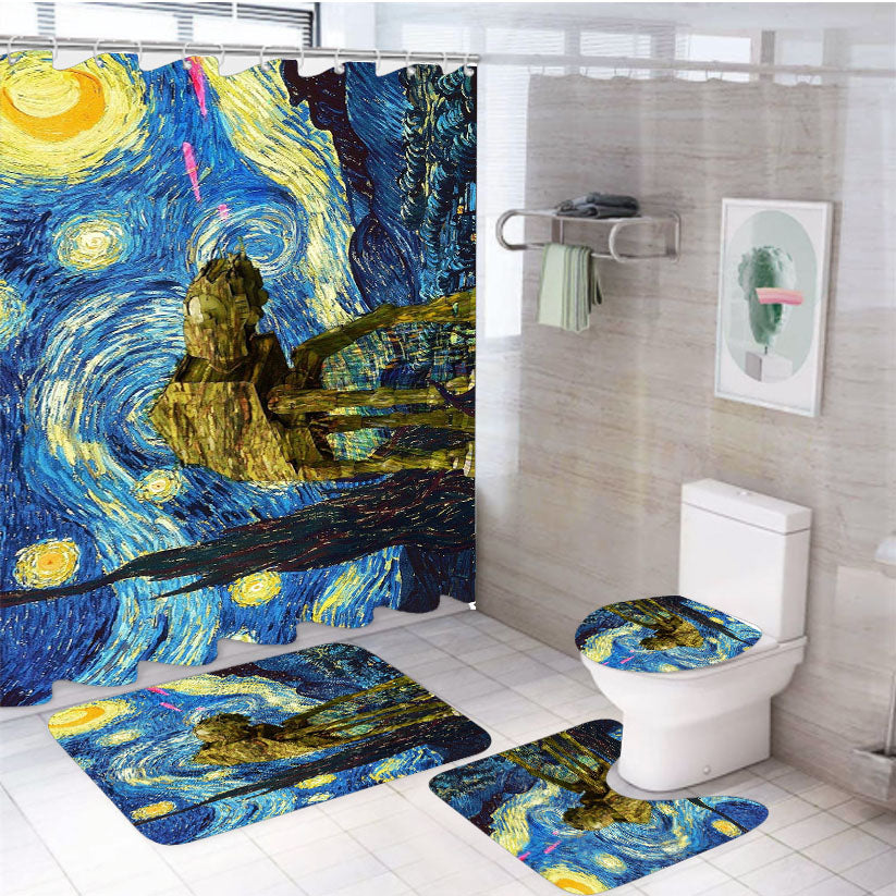 At Star Wars Starry Night 4Pcs Bathroom Set Shower Curtain