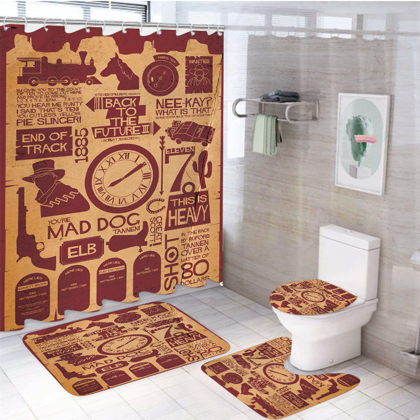 Back To The Future Items 4Pcs Bathroom Set Shower Curtain