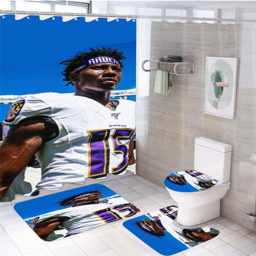 Baltimore Ravens Hollywood Brown 4Pcs Bathroom Set Shower Curtain