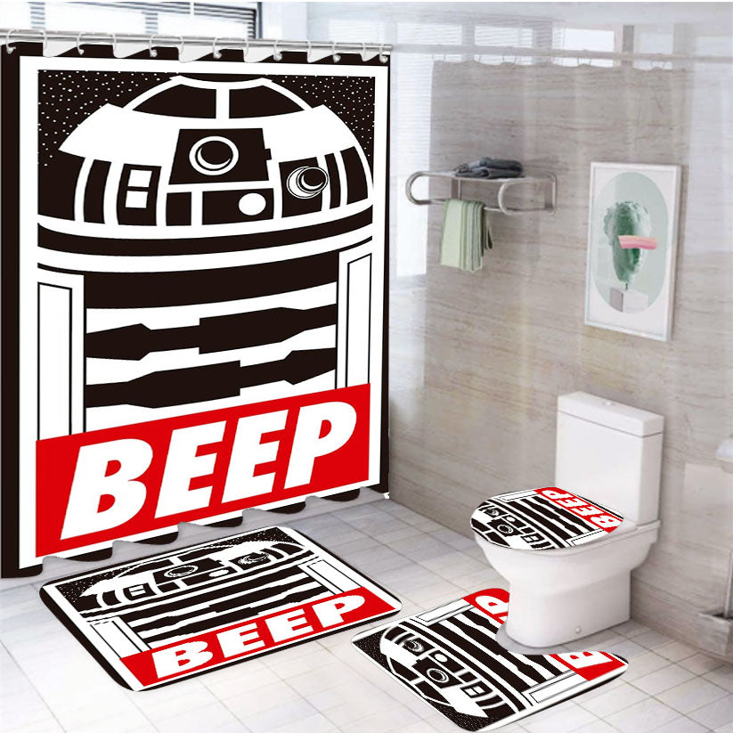 Beep R2D2 Robot Star Wars 4Pcs Bathroom Set Shower Curtain