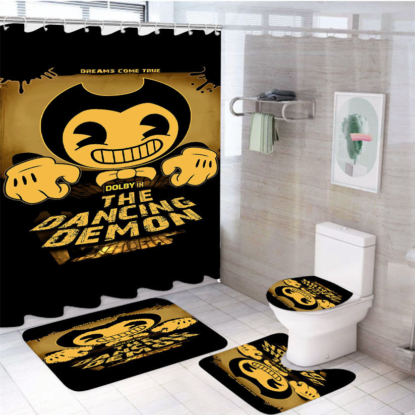 Bendy And The Ink Machine Posters 4Pcs Bathroom Set Shower Curtain