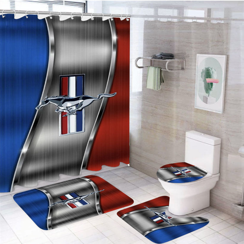 Best Mustang 4Pcs Bathroom Set Shower Curtain