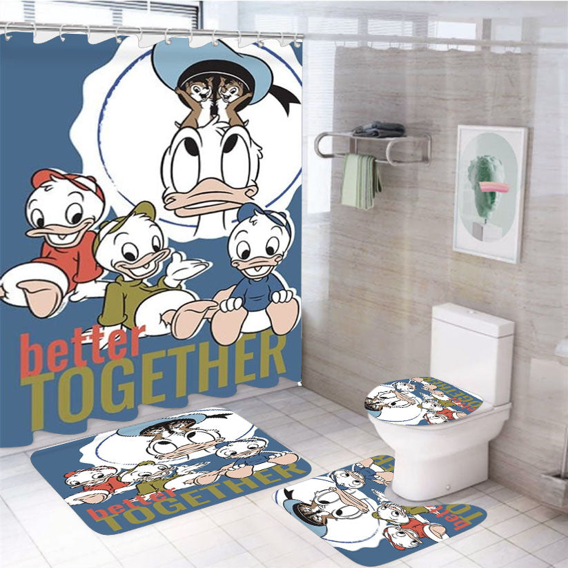 Better Together Donald Duck 4Pcs Bathroom Set Shower Curtain