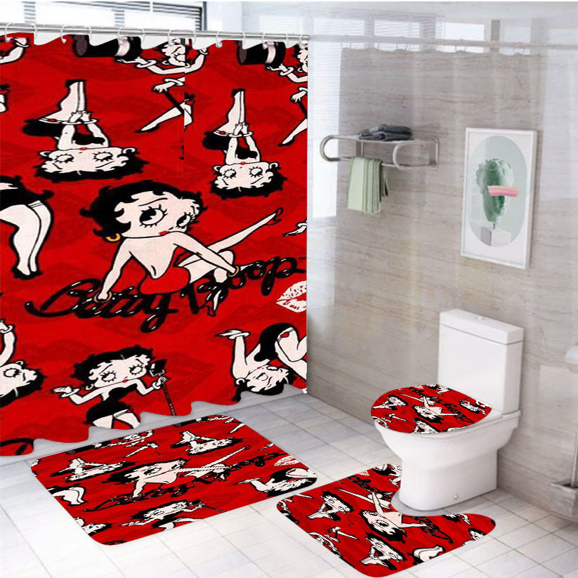 Betty Boop 3 4Pcs Bathroom Set Shower Curtain