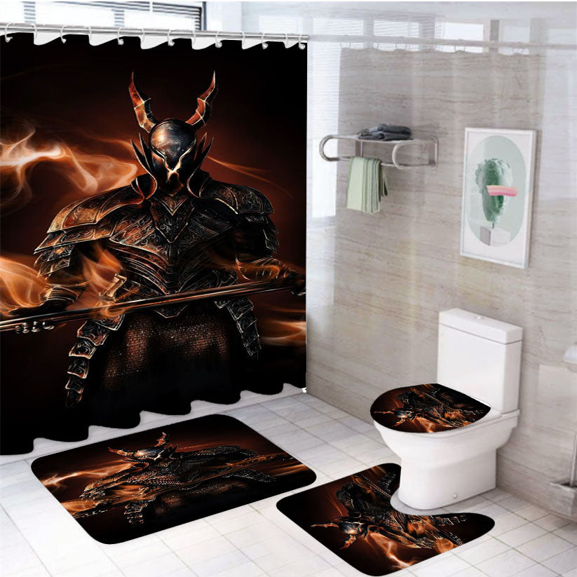 Black Knight Dark Soul 4Pcs Bathroom Set Shower Curtain