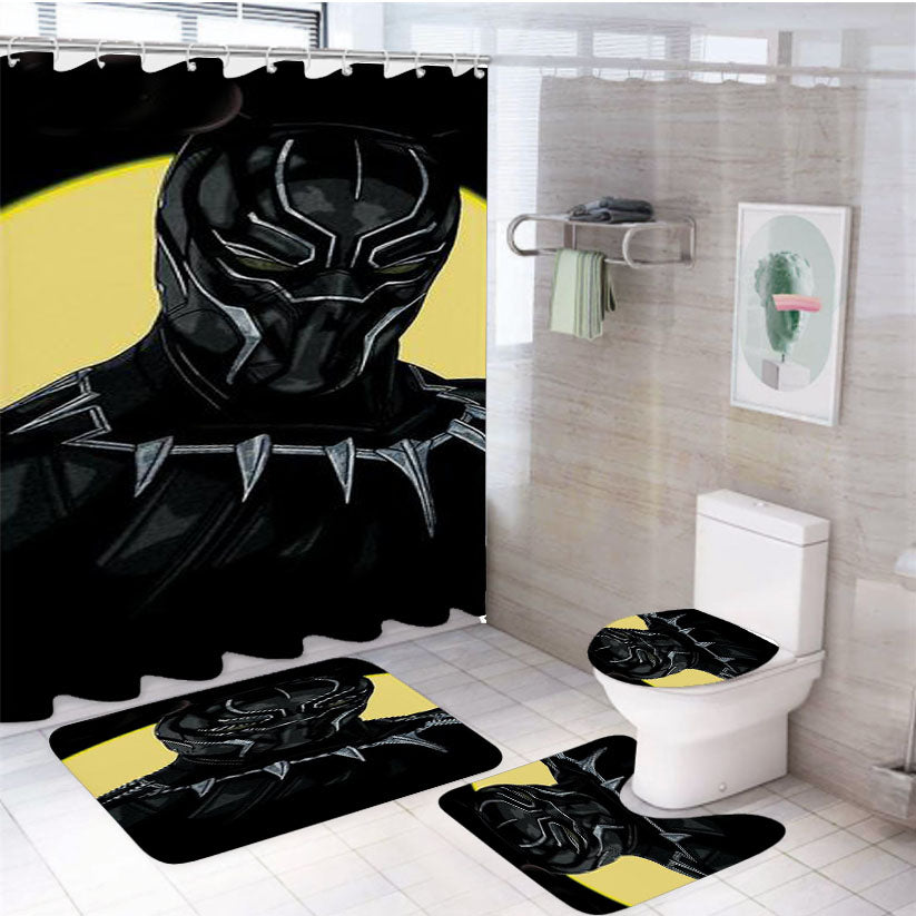 Black Panther Marvel Art 4Pcs Bathroom Set Shower Curtain