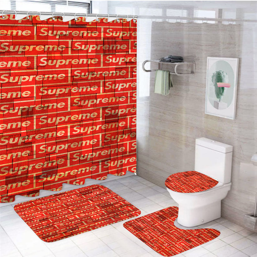 Block Supreme 4Pcs Bathroom Set Shower Curtain