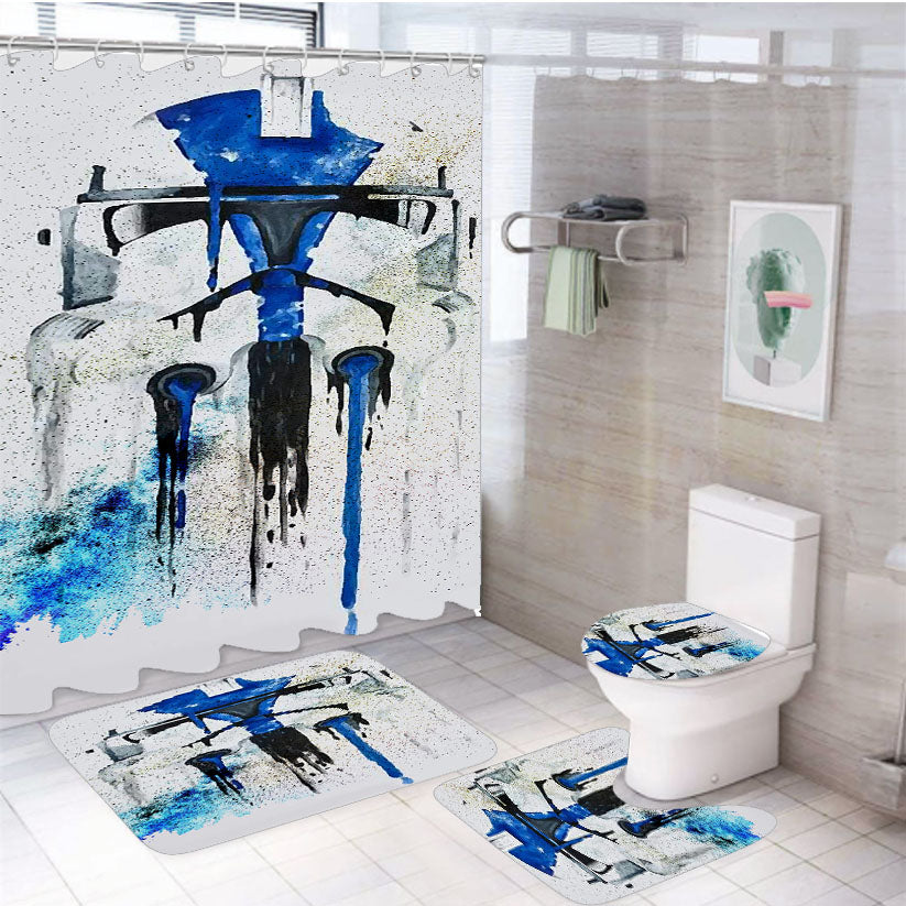 Blue Stormtrooper Star Wars 4Pcs Bathroom Set Shower Curtain