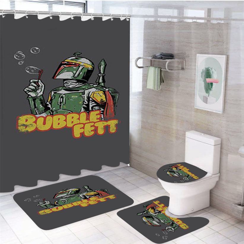 Bubble Fett Star Wars 4Pcs Bathroom Set Shower Curtain