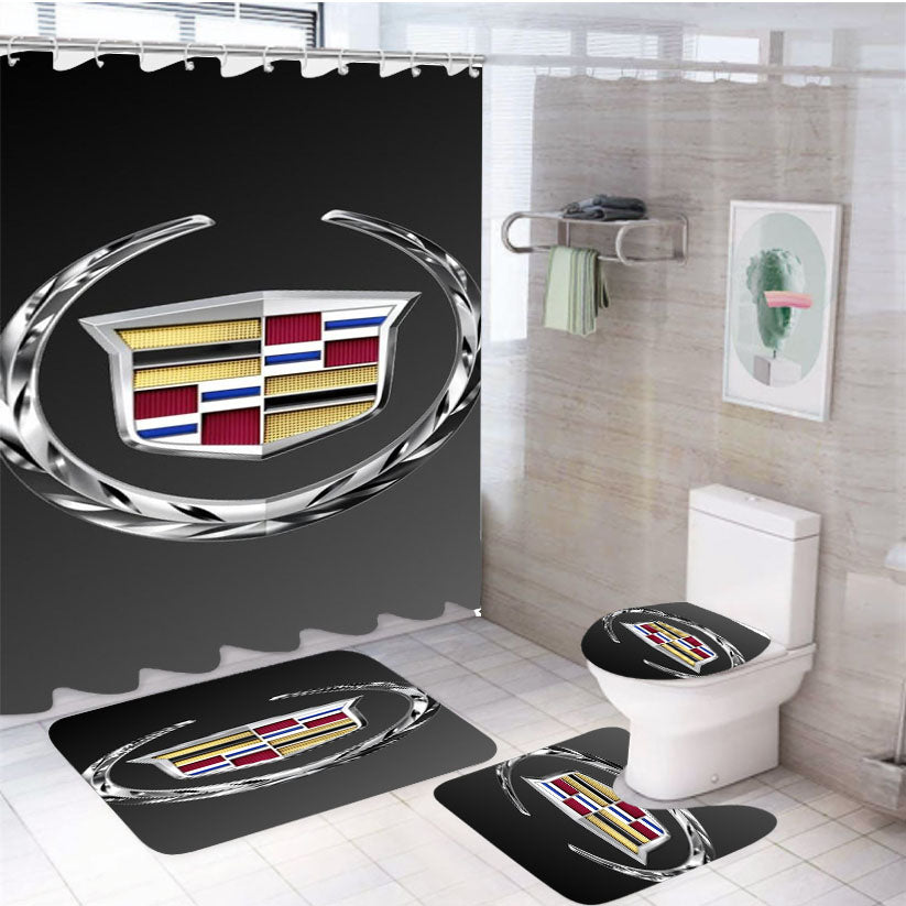 Cadillac Car Logo 4Pcs Bathroom Set Shower Curtain