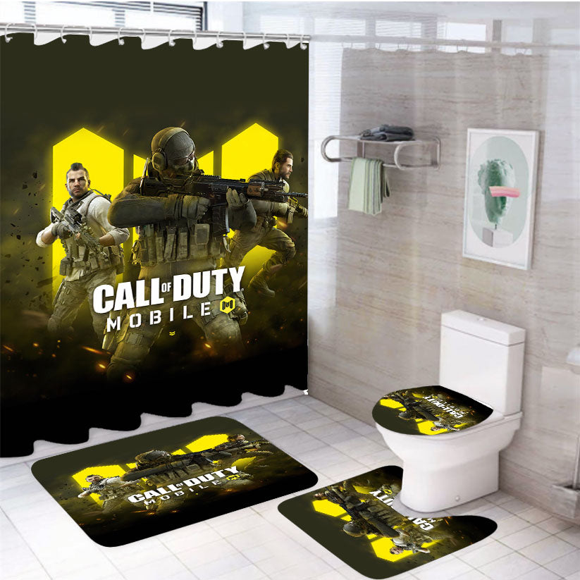Call Of Duty 4Pcs Bathroom Set Shower Curtain