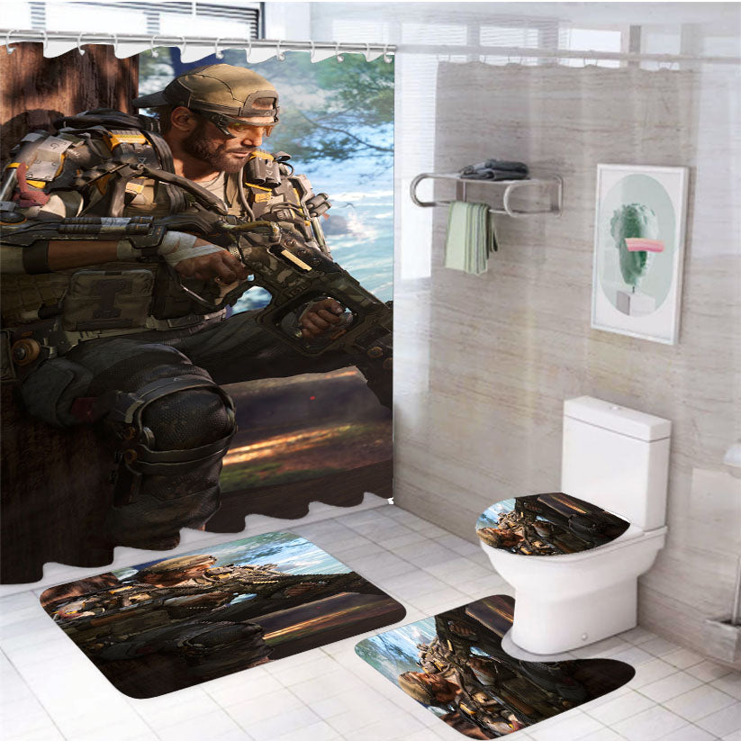 Call Of Duty Black Ops 4Pcs Bathroom Set Shower Curtain