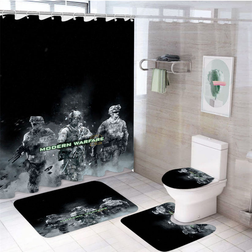 Call Of Duty Modern Warfare At Night Wallpapers 4Pcs Bathroom Set Shower Curtain