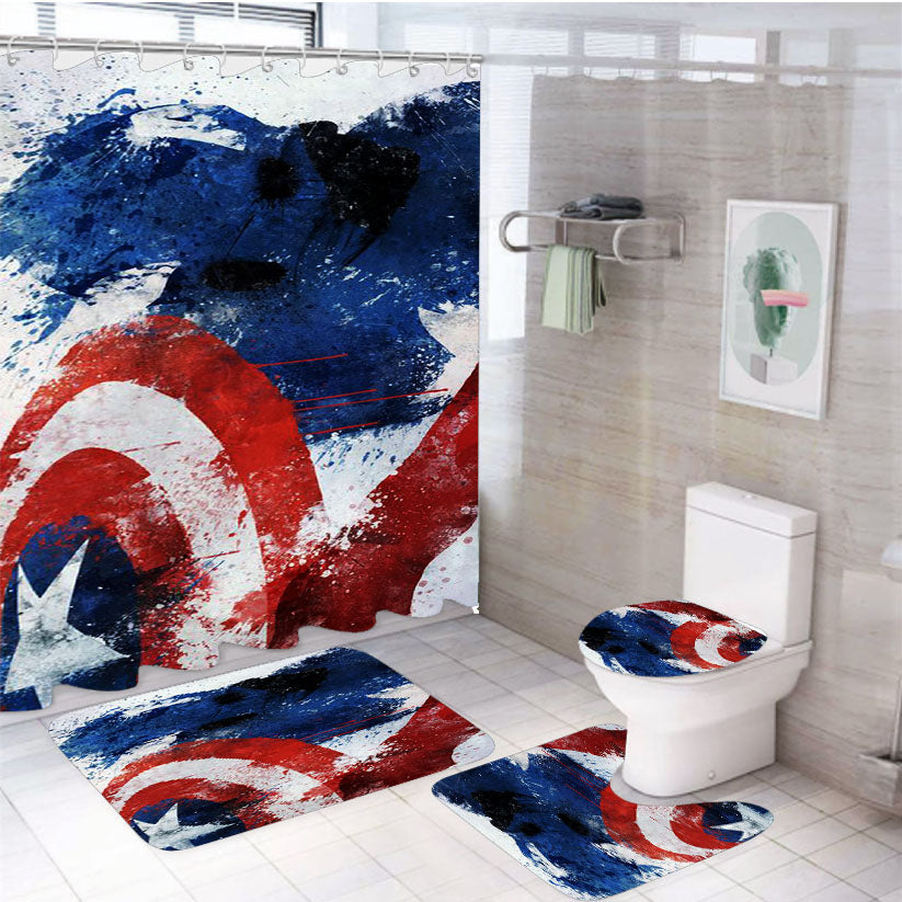 Captain America By Melissa Smith 4Pcs Bathroom Set Shower Curtain