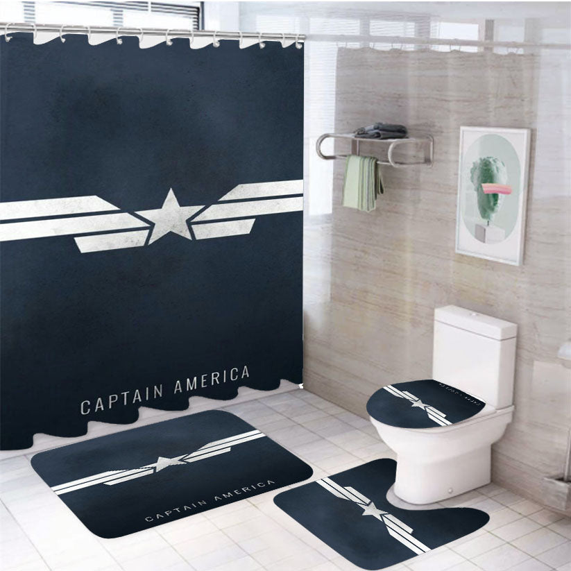Captain America Logo Strenght 4Pcs Bathroom Set Shower Curtain