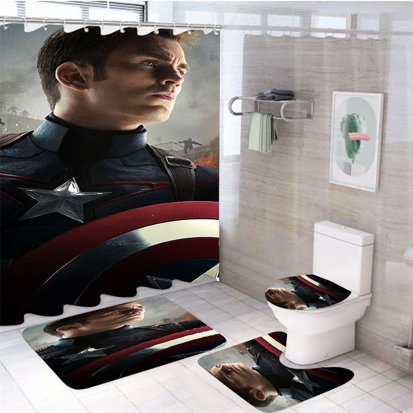 Captain America Photos Cover Marvels Avengers 4Pcs Bathroom Set Shower Curtain