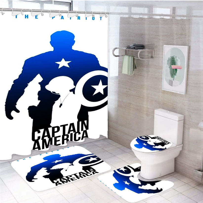 Captain America The Patriot 4Pcs Bathroom Set Shower Curtain
