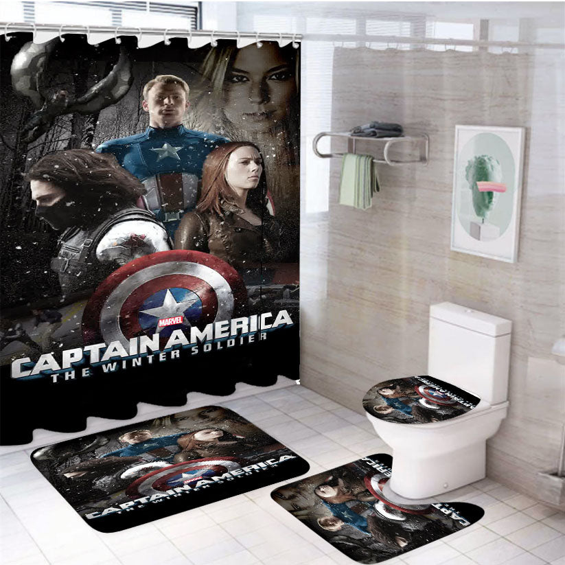 Captain America The Winter Soldier 4Pcs Bathroom Set Shower Curtain