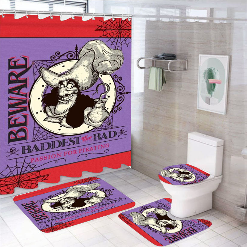 Captain Hook Baddest Of The Bad 4Pcs Bathroom Set Shower Curtain