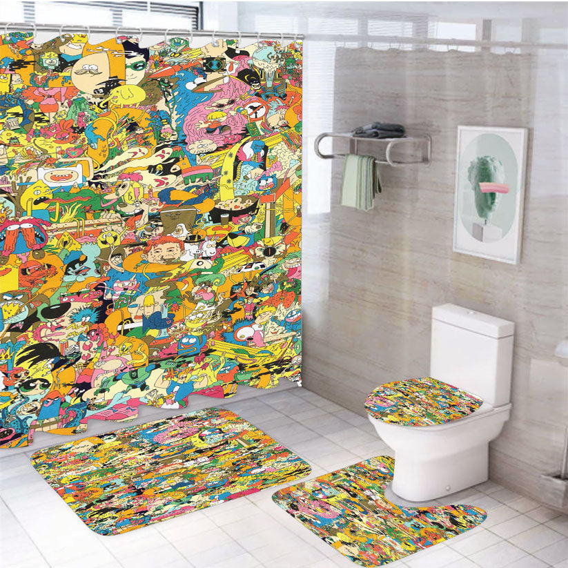 Cartoon Network Character 4Pcs Bathroom Set Shower Curtain