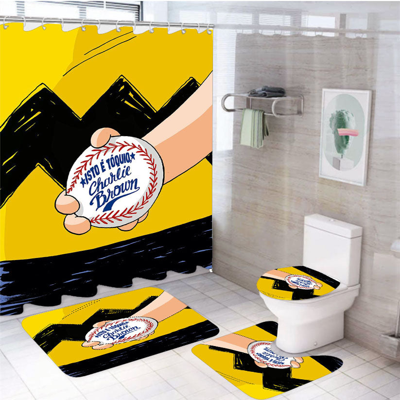 Charlie Brown Snoopy Isto E Toquio 4Pcs Bathroom Set Shower Curtain