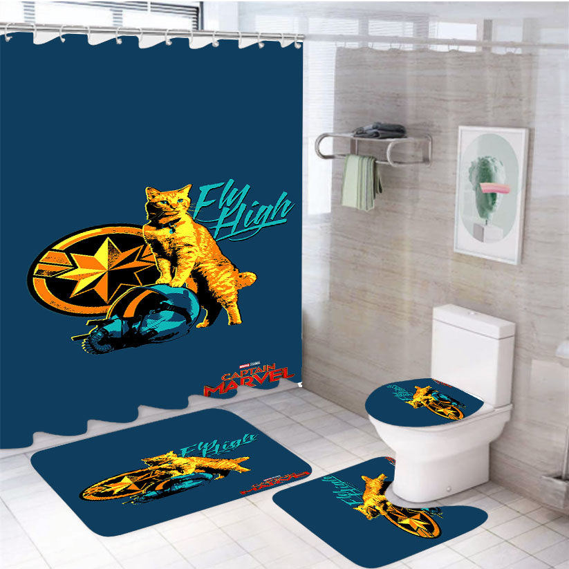 Chewie Captain Marvel Goose Poster 4Pcs Bathroom Set Shower Curtain