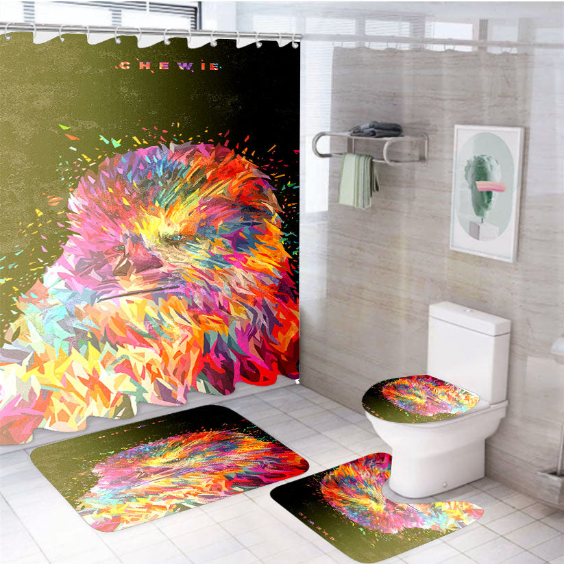 Chewie Of Star Wars Colorful 4Pcs Bathroom Set Shower Curtain
