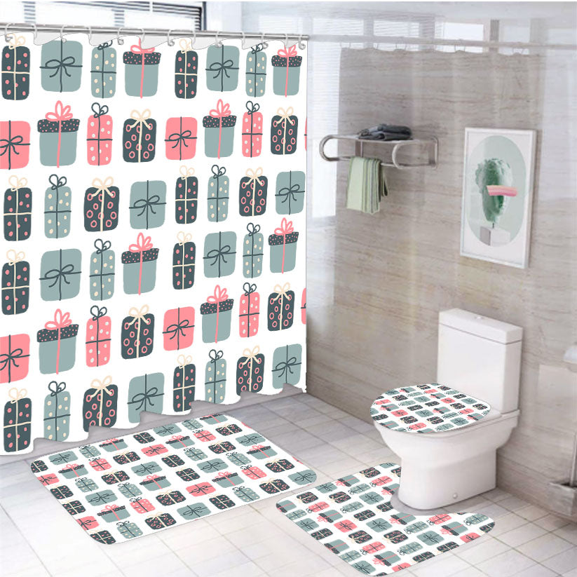 Christmas Patterns Set 02 4Pcs Bathroom Set Shower Curtain