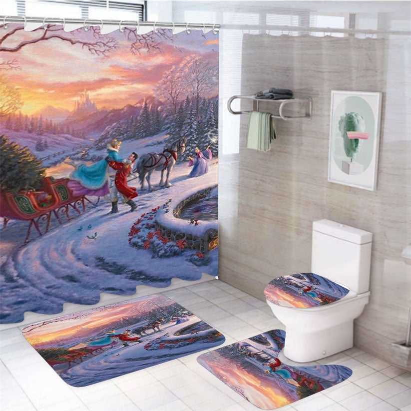 Cinderella Bringing Home The Tree 4Pcs Bathroom Set Shower Curtain