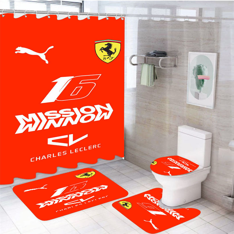 Cl16 Ferrari 019 Driver Mission Winno 4Pcs Bathroom Set Shower Curtain