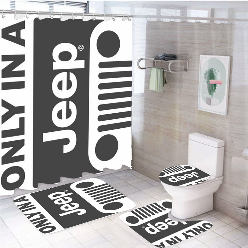 Classic Jeep Wrangler Logo 4Pcs Bathroom Set Shower Curtain