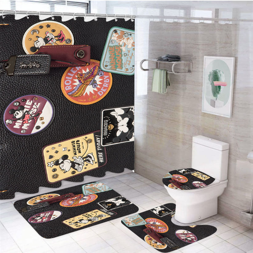 Coach Disney Patch Black Bag 4Pcs Bathroom Set Shower Curtain