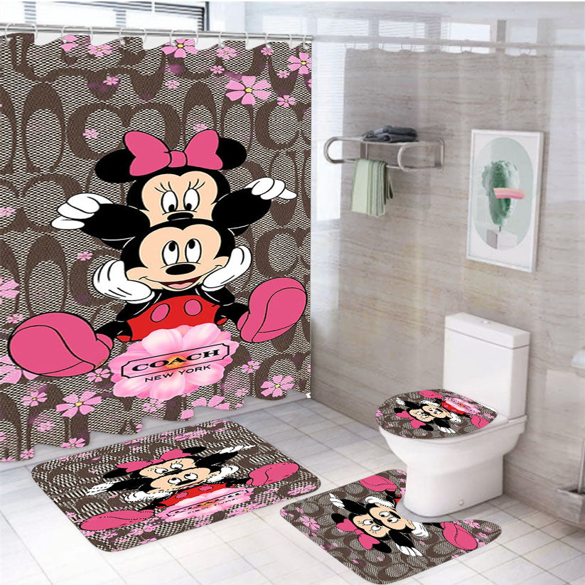 Coach Mickey Minnie 4Pcs Bathroom Set Shower Curtain