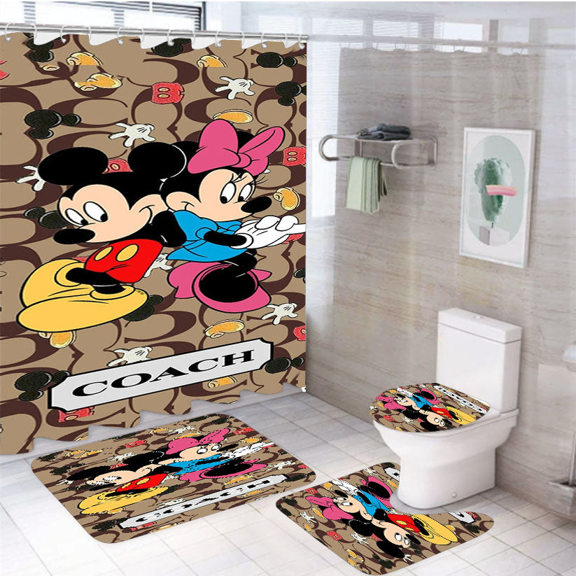 Coach Mickey Minnie Mouse Love 4Pcs Bathroom Set Shower Curtain