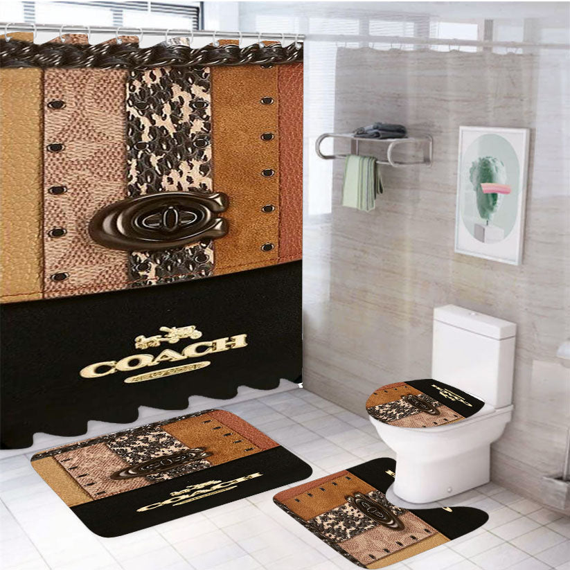Coach New York New 4Pcs Bathroom Set Shower Curtain