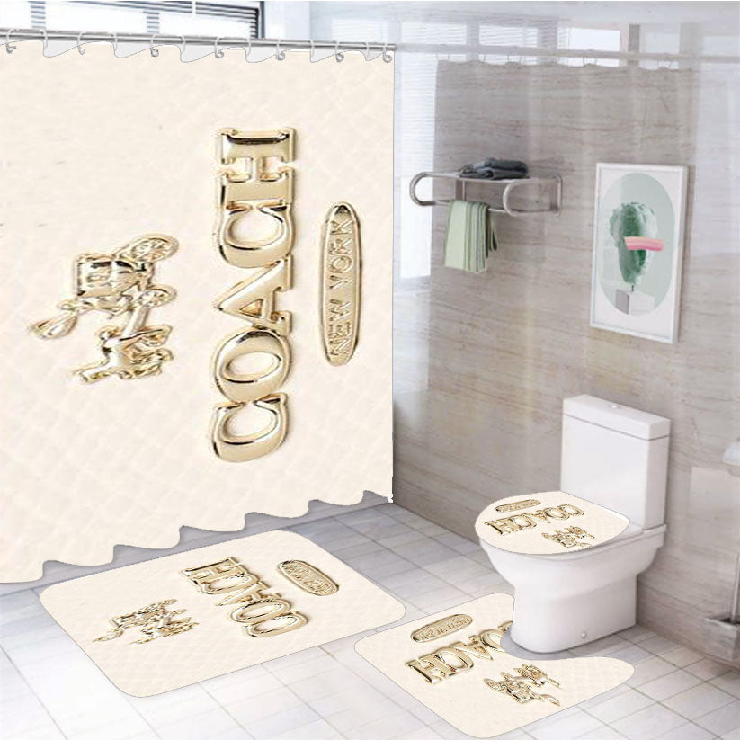 Coach Pink Pattern Mate 4Pcs Bathroom Set Shower Curtain