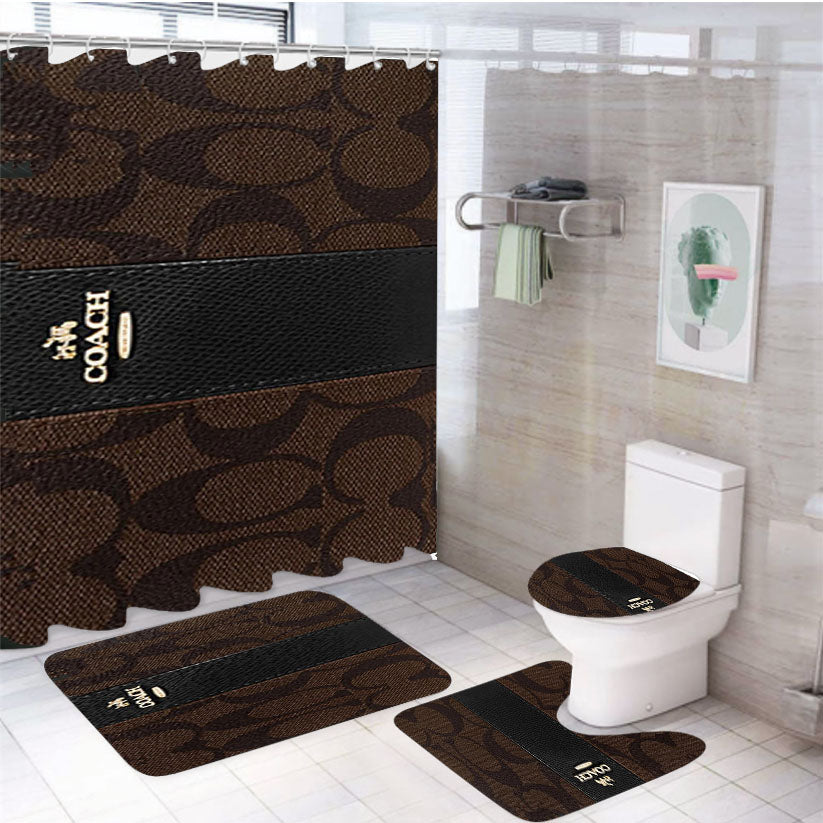 Coach Wallet Pattern 4Pcs Bathroom Set Shower Curtain