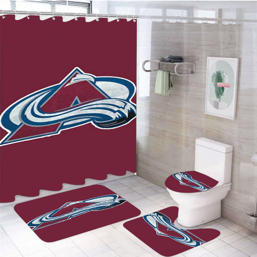Colorado Avalanche Big Logo Rough 4Pcs Bathroom Set Shower Curtain
