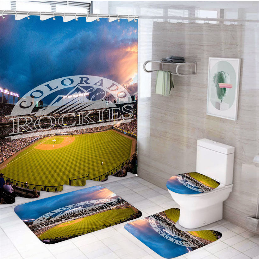 Colorado Rockies Wallpaper 4Pcs Bathroom Set Shower Curtain