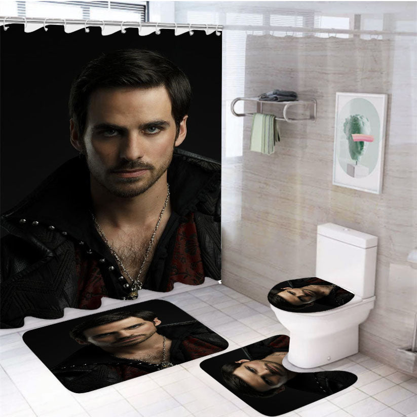 Cool Captain Hook 4Pcs Bathroom Set Shower Curtain