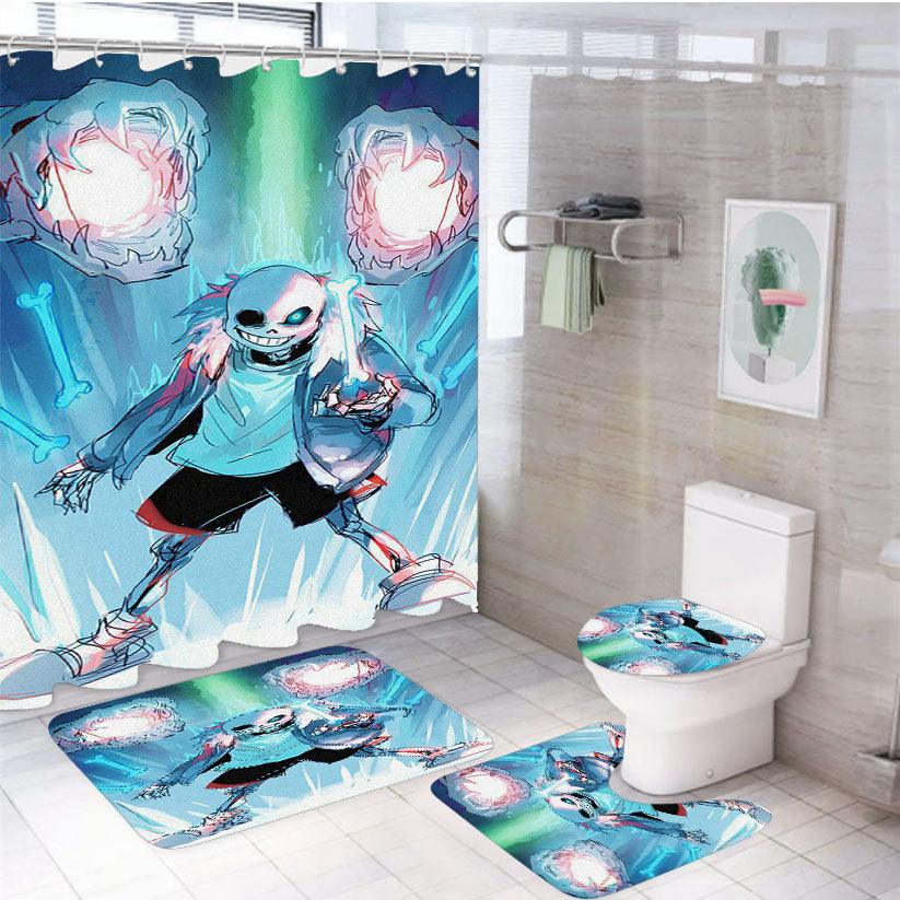 Cool Undertale Sans Dragon Fanart 4Pcs Bathroom Set Shower Curtain
