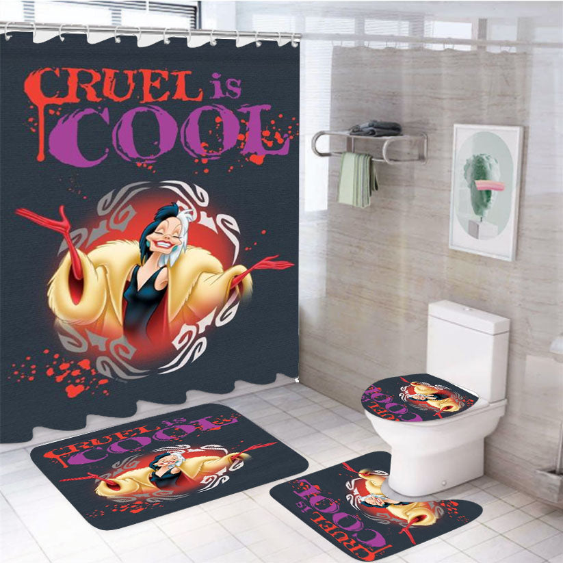 Cruella Cruel Is Cool 4Pcs Bathroom Set Shower Curtain