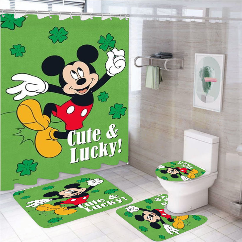 Cute & Lucky St 4Pcs Bathroom Set Shower Curtain