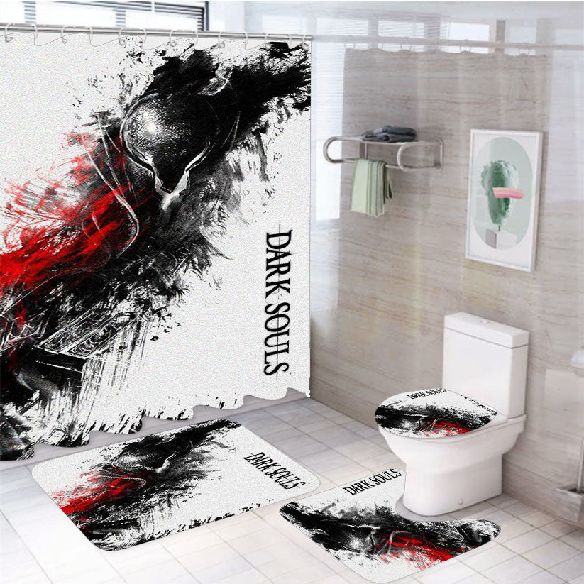 Dark Souls Game Art Wallpaper 4Pcs Bathroom Set Shower Curtain