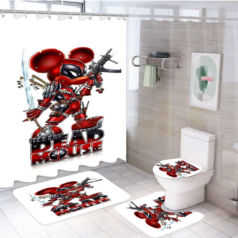 Deadpool X Mickey Mouse 4Pcs Bathroom Set Shower Curtain