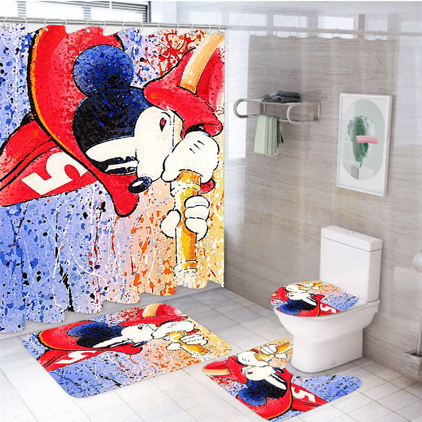 Disney Mickey Firefighter 4Pcs Bathroom Set Shower Curtain