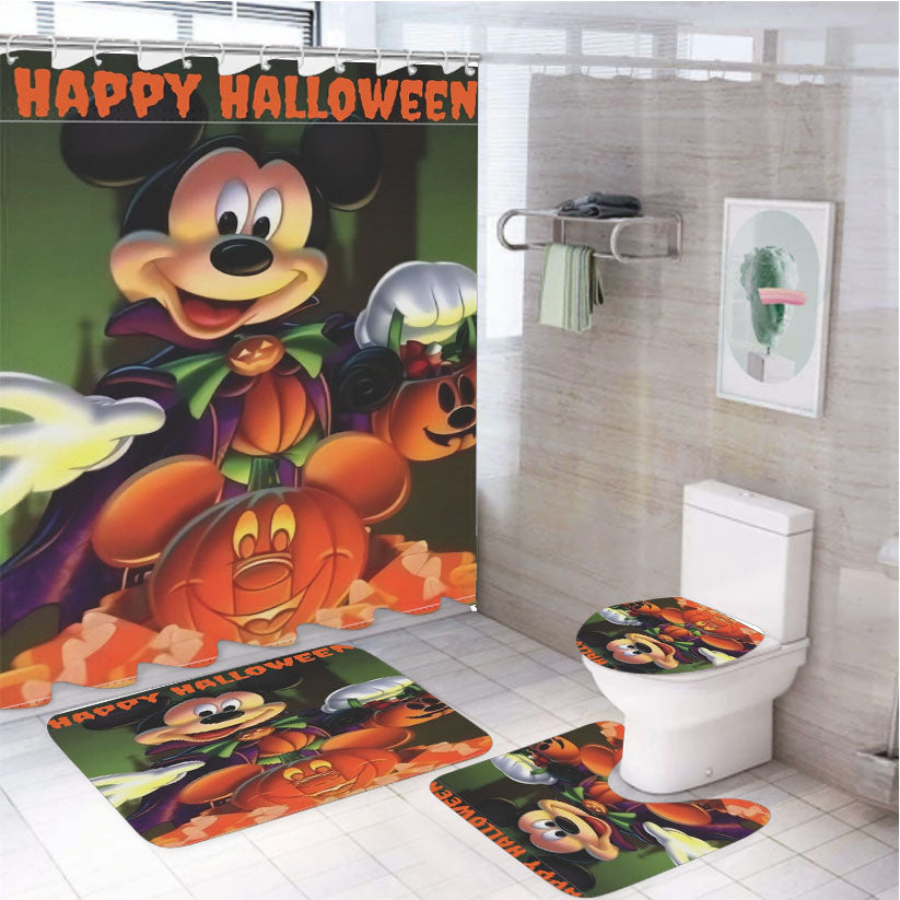 Disney Mickey Mouse Halloween 4Pcs Bathroom Set Shower Curtain